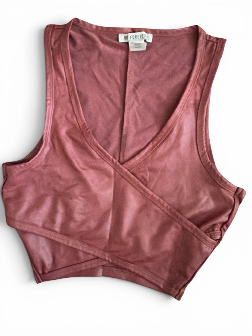 Vintage Forever 21 Mauve Wrap Crop Tank Bra Top Faux Leather y2k Going Out